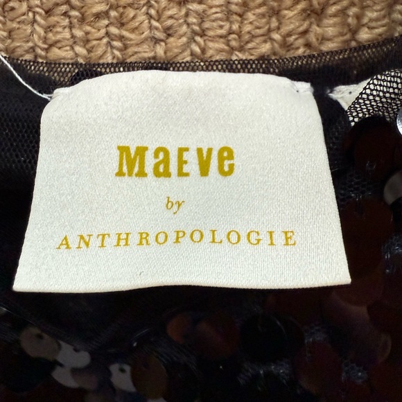 Maeve Anthropologie Black Sequin Top - Picture 4 of 5